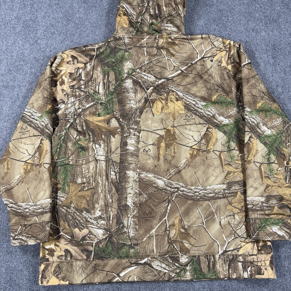 Under Armour Camo Hoodie Mens 2XL Realtree Storm Hunting Outdoors - Picture 2 of 8